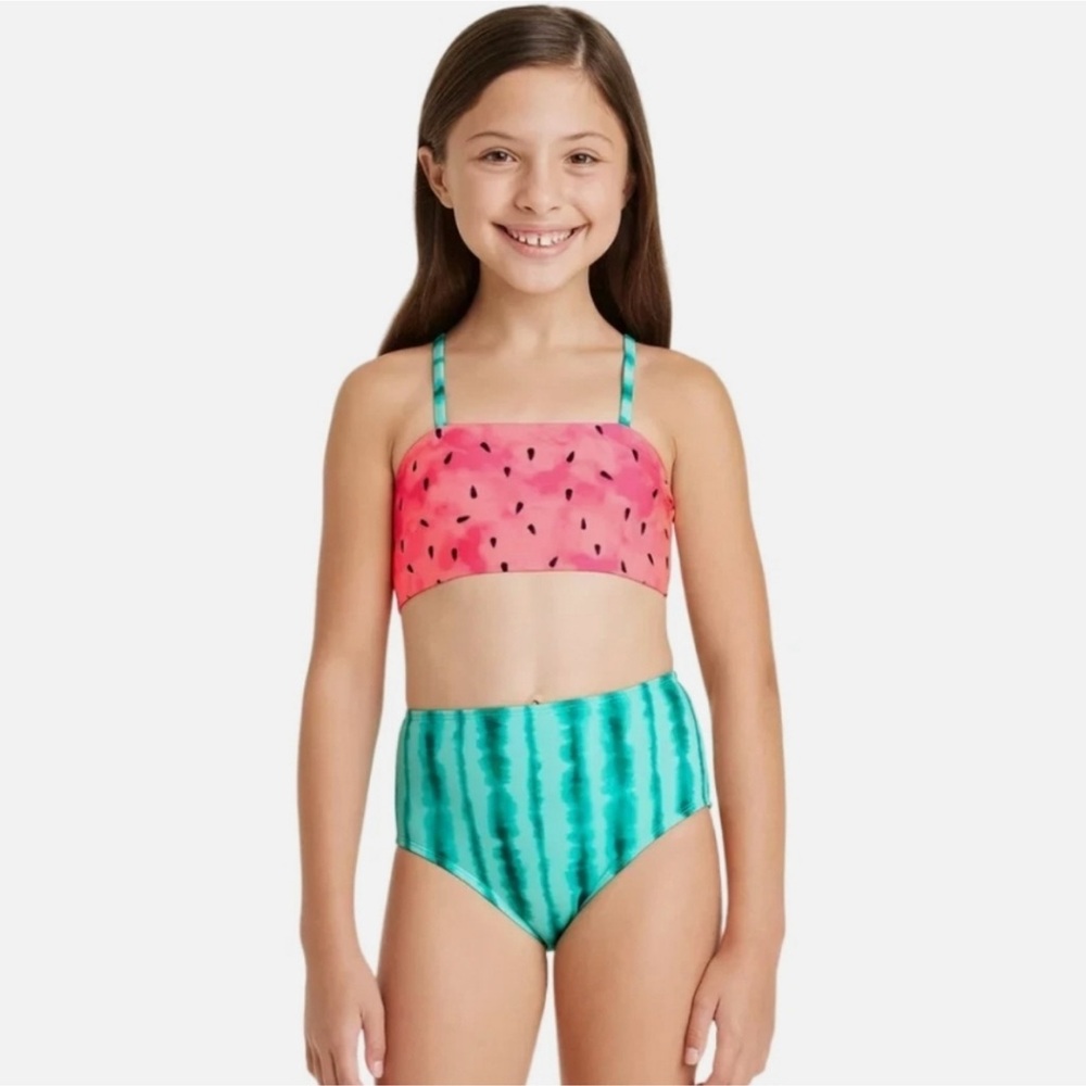 Cat & Jack Pink and Green Watermelon Bikini Girls 10 / 12